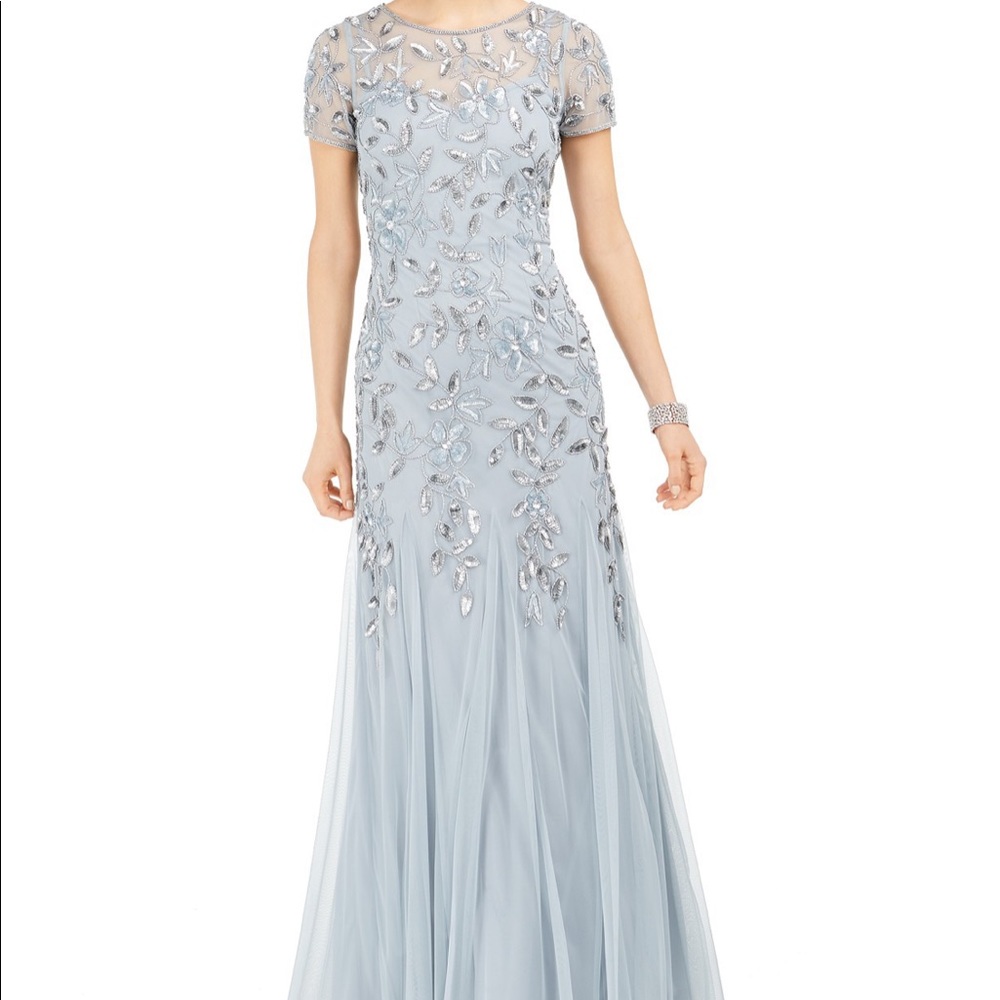 NEW W TAGS Adrianna Papell flower beaded gown